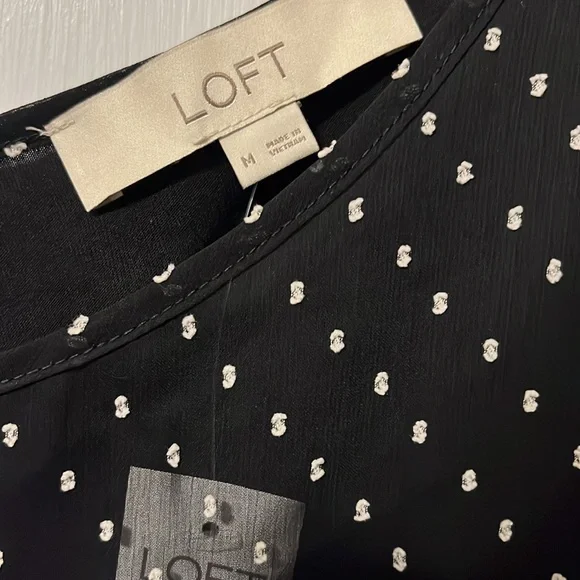 NWT LOFT blouse, ruffle on each shoulder, elastic cuff, lightweight, sheer, NWT - Picture 2 of 4